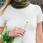 T-shirt damski z krótkim rękawem z wstawką Woolmed merino
