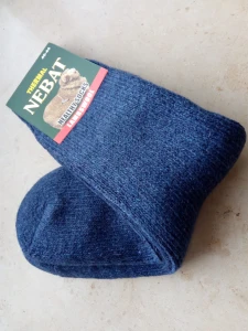 Skarpety rozgrzewające wełniane (80%) THERMAL - rozm. 40-44 granatowy jeans - prod. Nebat