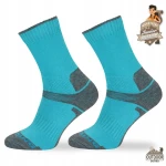 Dziecięce skarpetki trekkingowe STJ - 30% wełny merino - turkusowe