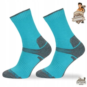 Dziecięce skarpetki trekkingowe STJ - 30% wełny merino - turkusowe
